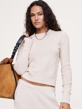 BANANA REPUBLIC Wmn's The Fireside Sweater in Merino-Cotton Size S Cream White
